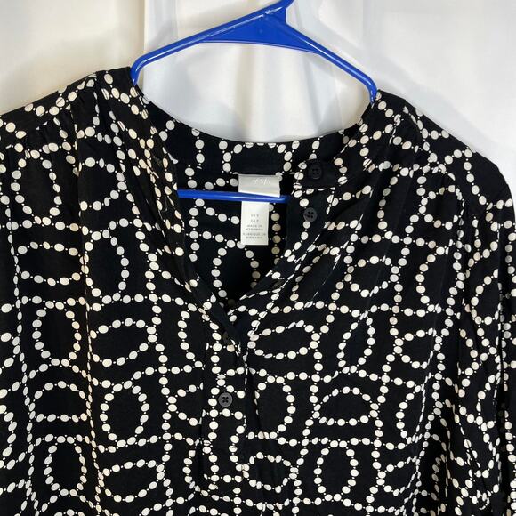 H&M top dress tunic women's small but oversize black white button up look - Picture 2 of 16